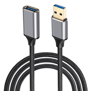 <b>Usb</b> 3.0 A Male To <b>Usb</b> 3.0 A Female Adapter Cable Black And Dark Gray Copper Weaving For Data Extension - Product Image 5