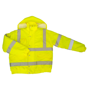 Chic ấm màu vàng phản chiếu an toàn Oxford máy bay ném bom Hi VIS Áo khoác dây kéo đóng cửa tùy chỉnh logo giao thông nơi làm việc an toàn ANSI - Product Image 4