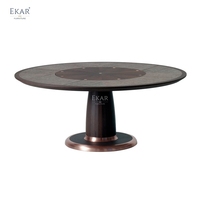 EKAR Zenith-Ensemble de table à manger luxueux en bois massif de haute qualité, avec plateau tournant caché, adapté aux villas