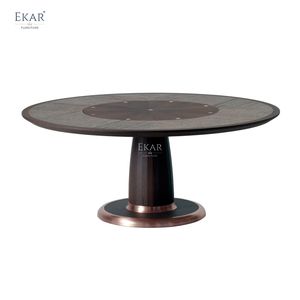 EKAR <span class=keywords><strong>Zenith</strong></span>-Ensemble de table à manger luxueux en bois massif de haute qualité, avec plateau tournant caché, adapté aux villas - Product Image 1