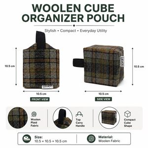 Wholesale Woolen Plaid Cube Storage Bag with Carry Handle Custom Logo Portable Organizer Pouch for Travel and Daily Use - Product Image 4