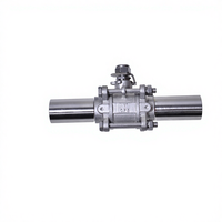 Robinet à bille durable en acier inoxydable 304 à trois colliers DN10-DN100, à levier manuel, joint PTFE, basse pression, température normale, pour eau