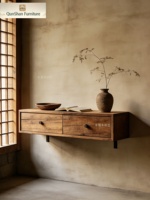 Meuble de rangement rustique en bois massif de style campagnard américain pour entrée et cuisine avec buffet suspendu et tiroirs organisateurs