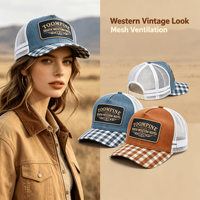 Casquette de camionneur rétro unisexe avec broderie de lettres et détails latéraux rayés pour les voyages, les activités de plein air et les tenues de rue