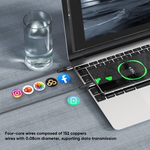 VIDVIE Nylon bện dây <span class=keywords><strong>USB</strong></span> PD 60W sạc nhanh Cabo kim loại trường hợp màu đen trắng 1m 2M 3M dệt Cáp dữ liệu Loại C đến C - Product Image 6