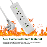 Stop Kontak Ekstensi 13A, 125V, 2 Stop Kontak dengan Port Pengisian Cepat USB-A & USB-C PD30W, Soket Standar AS dengan Lampu LED