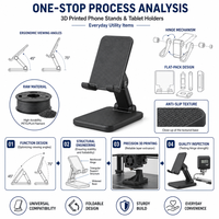 Support de téléphone et tablette pliable personnalisé en PLA PETG pour impression 3D FDM, angle réglable, antidérapant, support de téléphone portable de bureau, OEM personnalisé