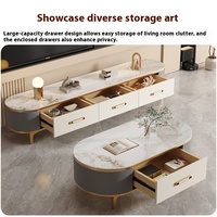 Support TV Rock Board de haute qualité Combinaison de table basse Petit appartement Lumière Table basse ovale au sol de luxe pour la maison