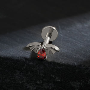 أقراط زيركون خفاش قوطي مرصعة بالتيتانيوم دايث أقراط هالوين مسمار ظهر مسطح مجوهرات غضروف الأذن - Product Image 4