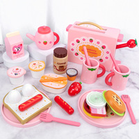Ensemble de jouets de cuisine en bois pour le thé de l'après-midi avec grille-pain |   Pain aux fraises pour faire semblant de cuisiner pour les enfants |   Vente en gros OEM écologique