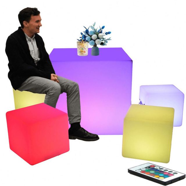 Outdoor Waterproof RGB LED Light Cube Chair Furniture for Garden Lights Led Solar Hard Plastic Chairs Led Light Led Cube Chair