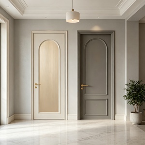 Puertas de Panel Arqueadas de MDF para Interiores de Alta Calidad al por Mayor, Construcción Estable Anti-Deformación, Aislamiento Acústico para Dormitorios de Villas - Product Image 6