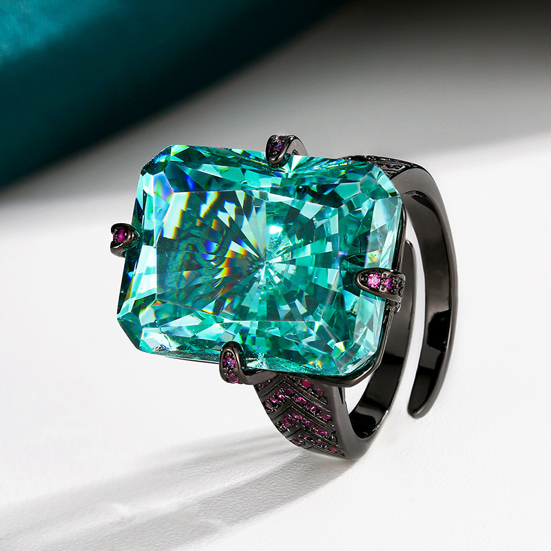 open size Black gold Parra green ring