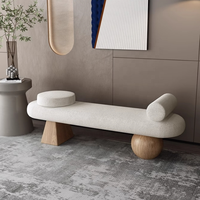 Banc de lit/Ottoman en laine à structure en bois massif de style moderne pour chambre à coucher, salon, entrée, hôtel, tabourets et ottomanes