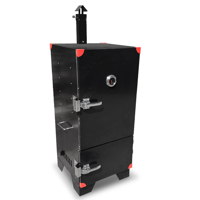 Outdoor Smoke and Barbecue Grill with an Adjustable Chimney, Adjustable Vents, and a Removable Charcoal Water Tray