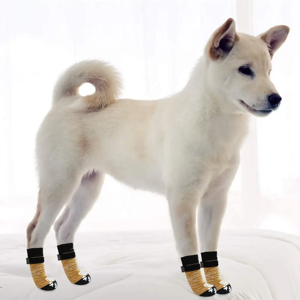 Double Side Anti-Slip Dog Socks with Adjustable Straps for Indoor on Hardwood Floor Wear Best Puppy Pet Paw Protection