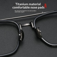 Monture de lunettes extra-large faite à la main de 163 mm KJ23T, style carré pour hommes, en titane pur, double pont, pour myopie