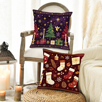 Housse de coussin en lin de Noël, lot de 4 pièces, imprimé aquarelle vintage, décoration de canapé, housse de coussin OEM ODM