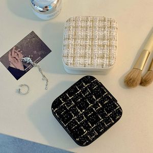 Wholesale New High-end Modern Rectangle Square Jewelry Boxes Leather Polyester Mini Travel <b>Rings</b> Accessory <b>Storage</b> Earrings - Product Image 6