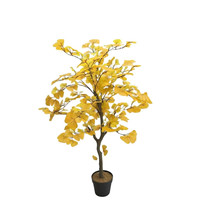 Nouveau bonsaï artificiel de Ginkgo 1,2 m, arbre synthétique à feuilles jaunes en éventail, plantes en pot pour la décoration de Noël, des magasins, des hôtels et de la maison