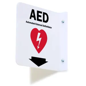 Factory Price Durable Acrylic "AED" Projecting Sign 3D Plastic AED Safety Warning Sign Poster