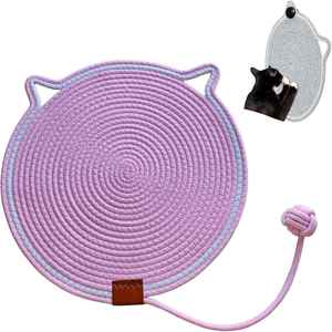 Tapis à gratter pour chat en corde de coton naturelle, tapis à gratter rond pour chat, tapis à gratter mural ou au sol, tapis à gratter durable double face - Product Image 1