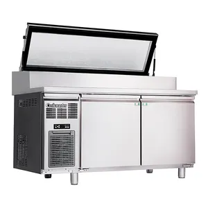 304 pizza make prep stations stainless steel commercial kitchen 2 door salad prep table for pizza