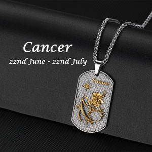 Collana con Ciondolo Segno Zodiacale <span class=keywords><strong>Cancro</strong></span>, 12 Segni Zodiacali, <span class=keywords><strong>Oroscopo</strong></span>, Placcata in Oro 18K, Catena in Acciaio Inossidabile, Design Elegante - Product Image 6
