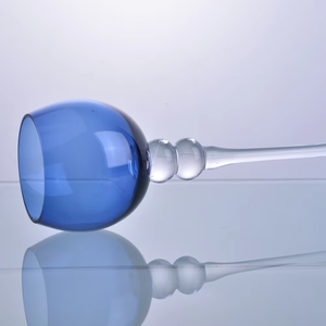 Portavelas de cristal alto más vendido a precio económico pigmentado azul decoración del hogar linterna y tarro de vela - Product Image 2