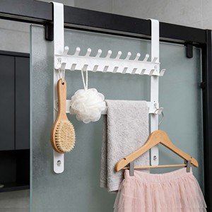 Gancho de 2 niveles para colgar sobre la puerta, de acero al carbono, de doble capa, para extensiones de cabello, pelucas, almacenamiento de toallas, organizador sin perforaciones - Product Image 1