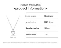 Vente en gros de colliers en argent sterling 925 pour femmes, bijoux de mode, collier en forme de cœur, style coréen, collier simple, accessoires