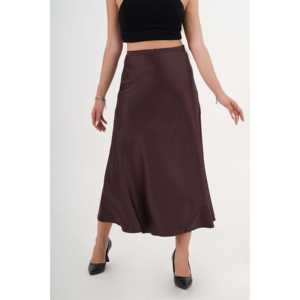 Falda Larga de Satén con Volantes para Mujer, 100% Seda Brillante, Cintura Regular - Product Image 1