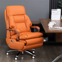 Chaise de bureau réglable électrique en cuir véritable chaise de bureau électrique avec repose-pieds automatique