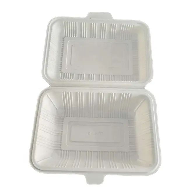 Biodegradable cornstarch 400ml 600ml 800ml 1000ml takeout खाद्य बॉक्स डिस्पोजेबल दोपहर के भोजन के बॉक्स के साथ कवर