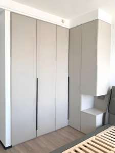 Armario Moderno en Forma de L Personalizado, Armario de Melamina con Puertas de Vidrio para Hotel, Apartamento, Hospital, Muebles de Dormitorio - Product Image 3