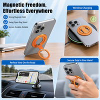 Support de téléphone portable magnétique ultra-fin FGX 2 pièces en alliage d'aluminium PC+N52 de 1,8 mm avec rotation à 360° et support de doigt