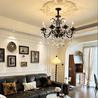 Suspension design décor noir nordique pour salon chambre restaurant lustre en cristal bougie de haute qualité
