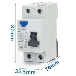 Disjoncteur différentiel 2P, 63 A, 30 mA CA, gris - protection contre les décharges électriques, sécurité dans les installations électriques. - Product Image 1