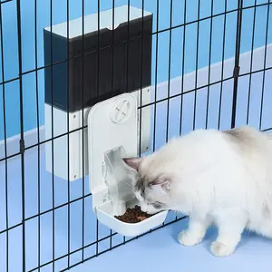 กรงสัตว์เลี้ยงแบบกำหนดเองกรง2.3L สำหรับแมวสุนัขกระต่าย4มื้อกรงให้อาหารสัตว์เลี้ยงแบบตั้งเวลาได้