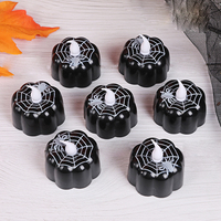 Citrouille noire sans flamme LED chauffe-plat Halloween araignée électronique et bougie en forme de numéro pour la fête alimentée par batterie