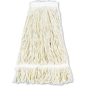 Boardwalk BWK424CEA 24 Oz. Tête de balai serpillère en coton Pro Loop Web/Tailband Wet Mop Head blanc - Balai de haute qualité pour le nettoyage - Product Image 1