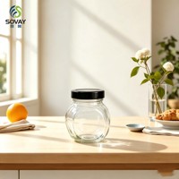 Stoples Kaca Transparan Bulat Kapasitas Sedang-Kecil 230ml untuk Selai, Marmalade, Acar, Pengemasan Makanan Buatan Tangan DIY
