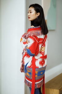 Cárdigan de Invierno para <span class=keywords><strong>Mujer</strong></span>, Diseño Moderno, Envío Inmediato, Manga Larga, Estilo Oversize, con Borlas, Mezcla de <span class=keywords><strong>Lana</strong></span>, Jacquard Vintage - Product Image 4