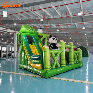Château gonflable Ceyu Panda Bamboo avec toboggan, centre de jeux pour enfants, vert, noir, blanc, pour fêtes en plein air - Product Image 2