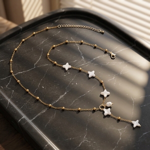 Elegante Collar en Y <span class=keywords><strong>de</strong></span> Acuamarina Natural con Estrella, Chapado en Oro <span class=keywords><strong>de</strong></span> 18K, para Mujer, Acero Inoxidable, Bajo MOQ, Joyería 2026 - Product Image 2