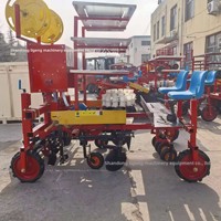 Transplanteur de légumes et de poivrons entièrement automatique, remorqué par un tracteur, pour la plantation en serre de semis sur deux, quatre ou six rangs