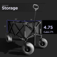 Carro Grande de Playa para Arena Profunda con Ruedas de Aire Grandes, Llantas Tipo Globo Todoterreno, Carrito Plegable Utilitario con Red de Carga de Bolsillo y Portavasos