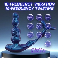 Prostata-Massagegerät Analer Vibrator 10 Vibrationsmodi 10 Drehmodi mit Penisring Sexspielzeug P-Punkt-Massagegerät Analkugeln für Paare
