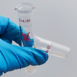 实验室玻璃器皿三通透明硼硅酸盐玻璃75度角蒸馏适配器 - Product Image 5