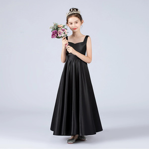 Robe longue noire formelle <span class=keywords><strong>pour</strong></span> filles, idéale <span class=keywords><strong>pour</strong></span> les récitals de chœur, de piano, les spectacles scolaires - Product Image 1